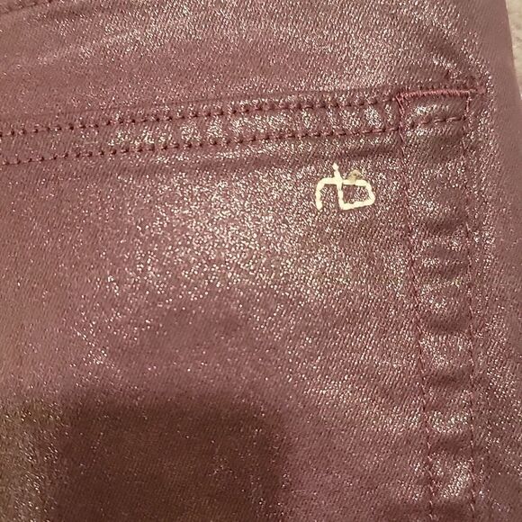 rag & bone Casey High Rise Flare Coated Denim Jeans Maroon Color Sz 29 - Picture 13 of 14